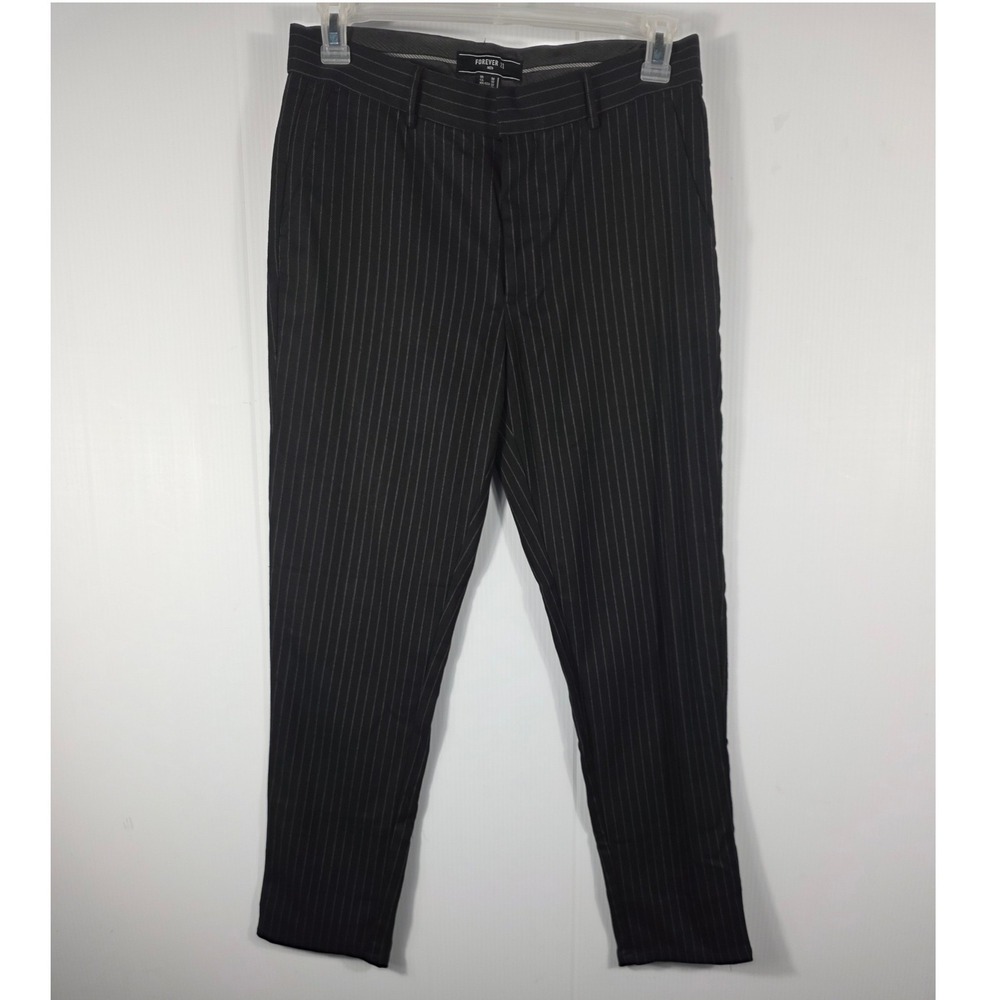 Forever 21 Men Pinstripe Dress Pants Black White Slim Fit Tapered Size 32 NWT